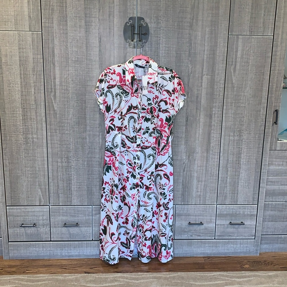 Zara Printed Button Down Dress
